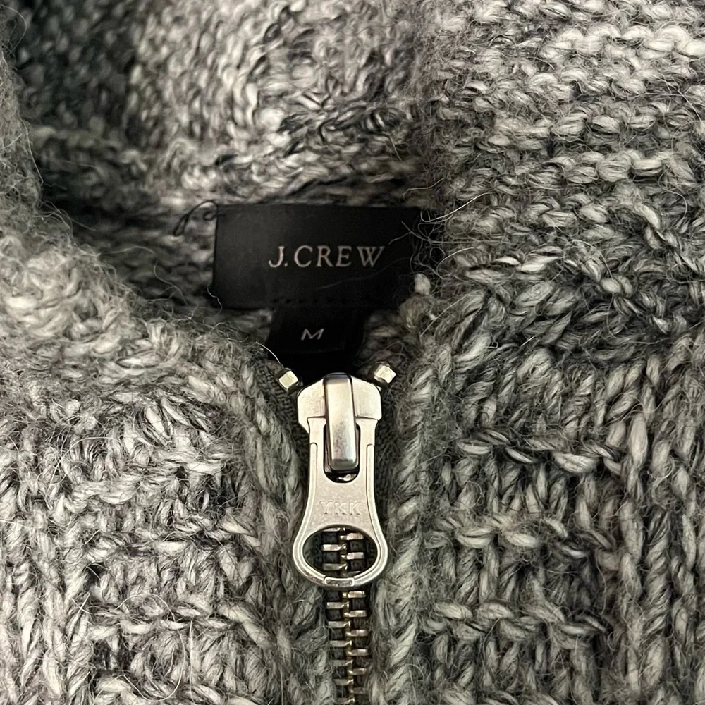 J. Crew Medium Light Grey Wool & Alpaca Full Zip Button Pocket Winter Jacket